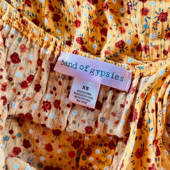 Band of Gypsies Yellow Button Front Tiered Vneck Floral Print Maxi Dress XS - Picture 5 of 5